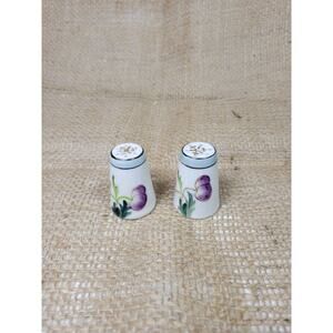 Vintage Salt Pepper, Shaker Japan, Individual Miniature, Plum Orange Leaves